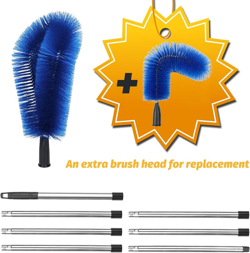 Flamorrow Gutter Cleaning Brush, 9.5 Ft Extendable Roofing Guard Cleaner Tool with Telescopic Pole & 2 Brush Heads, Gutter Cleaning Tools from Ground for Easy Remove Debris and Leaves - Image 2